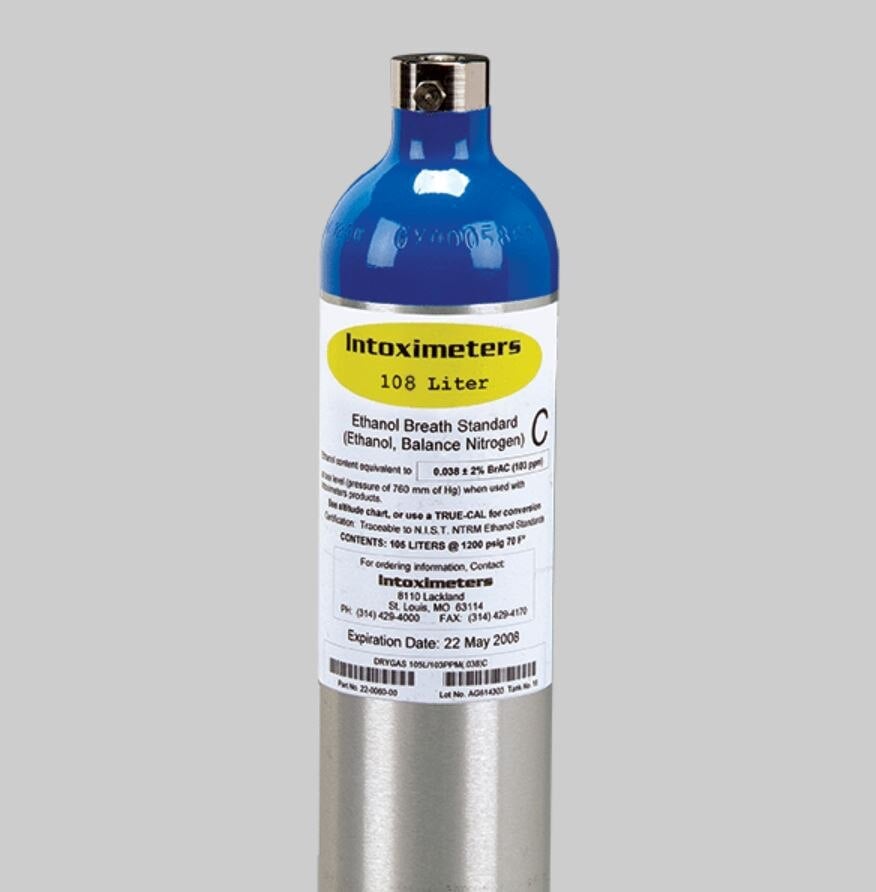 Intoximeters Alcohol Test Gas Tank, Dry Gas Standard, 108L, .038C, NIST Traceable