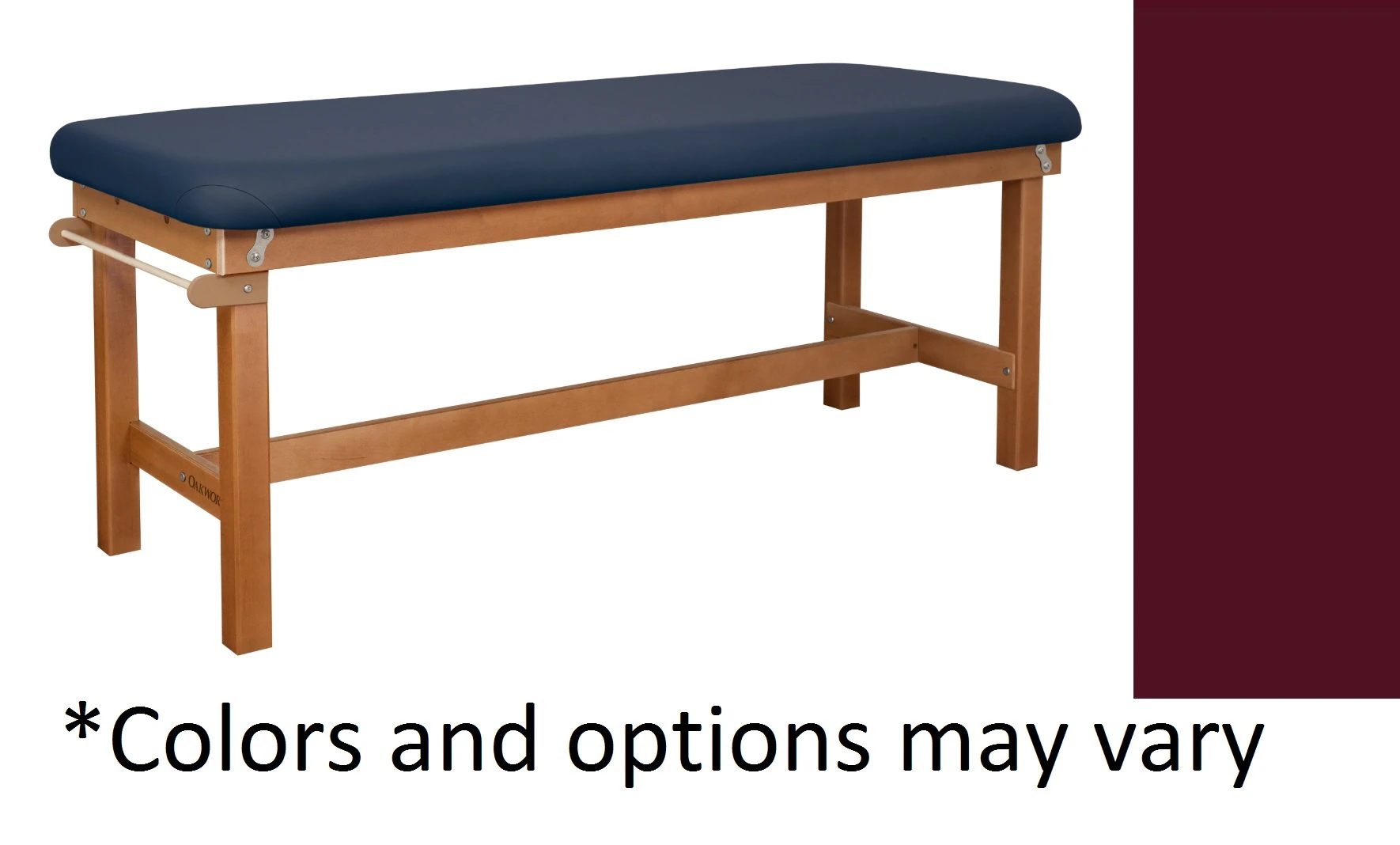 Oakworks Powerline Treatment Table, 30" Width, Ruby Upholstery, Without Shelf, 500 lb Capacity