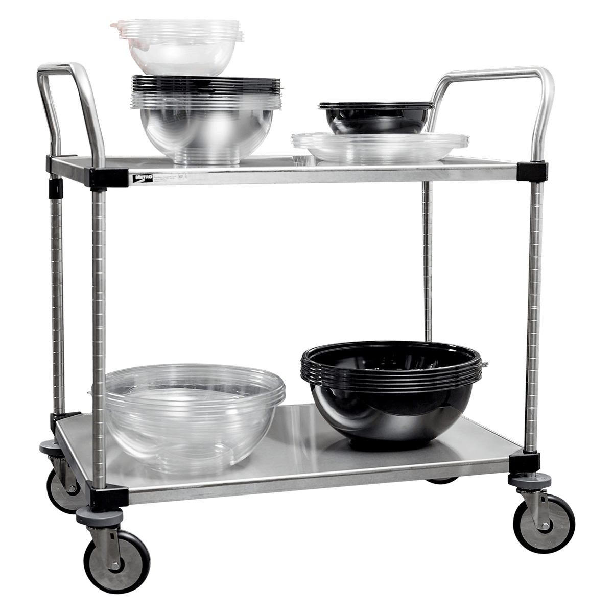 InterMetro Super Erecta Utility Cart, Stainless Steel, 2 Shelves, 24" x 36" x 39", 4 Swivel Casters