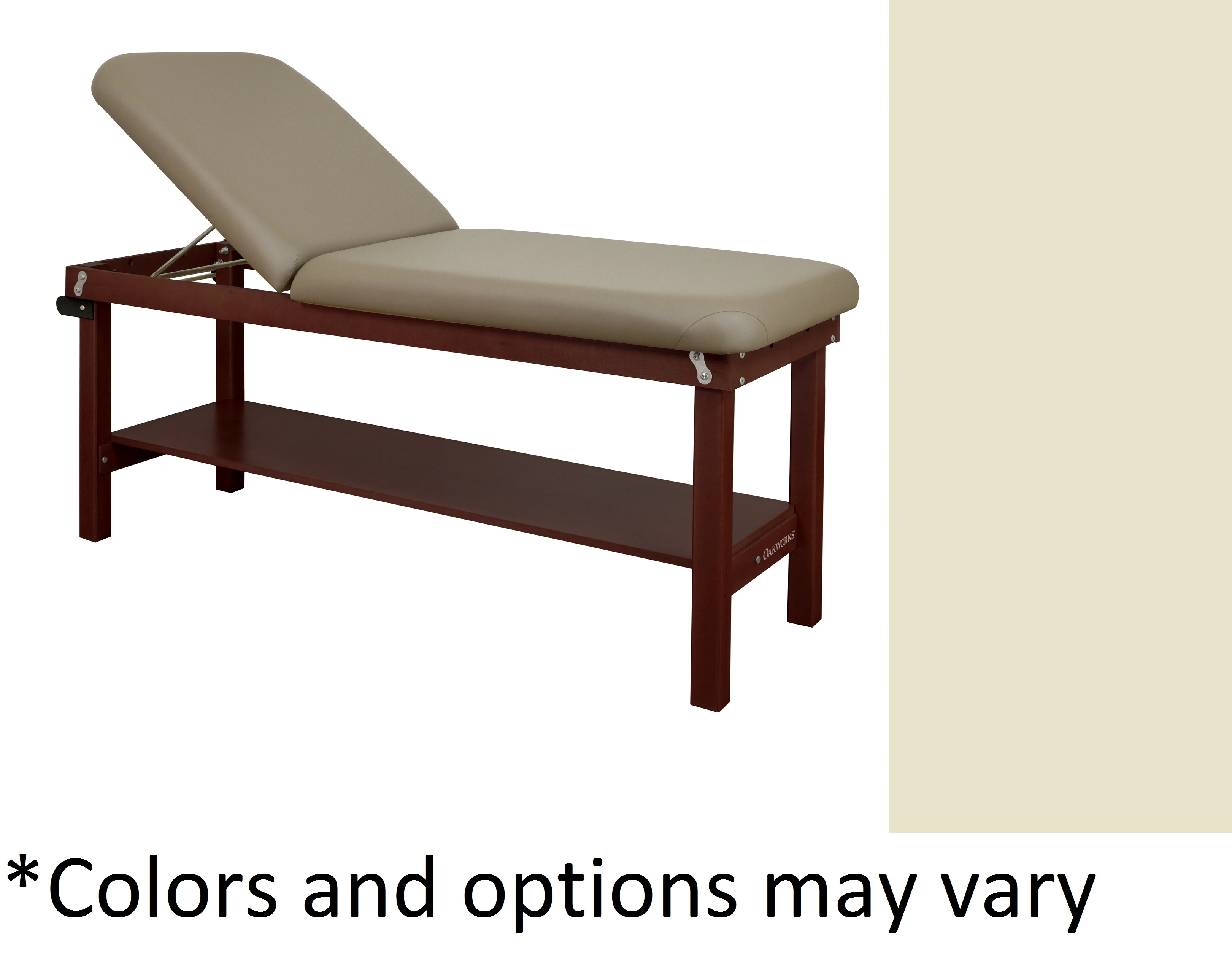 Oakworks Powerline Treatment Table with Shelf and Backrest, Opal, 500 lb Capacity