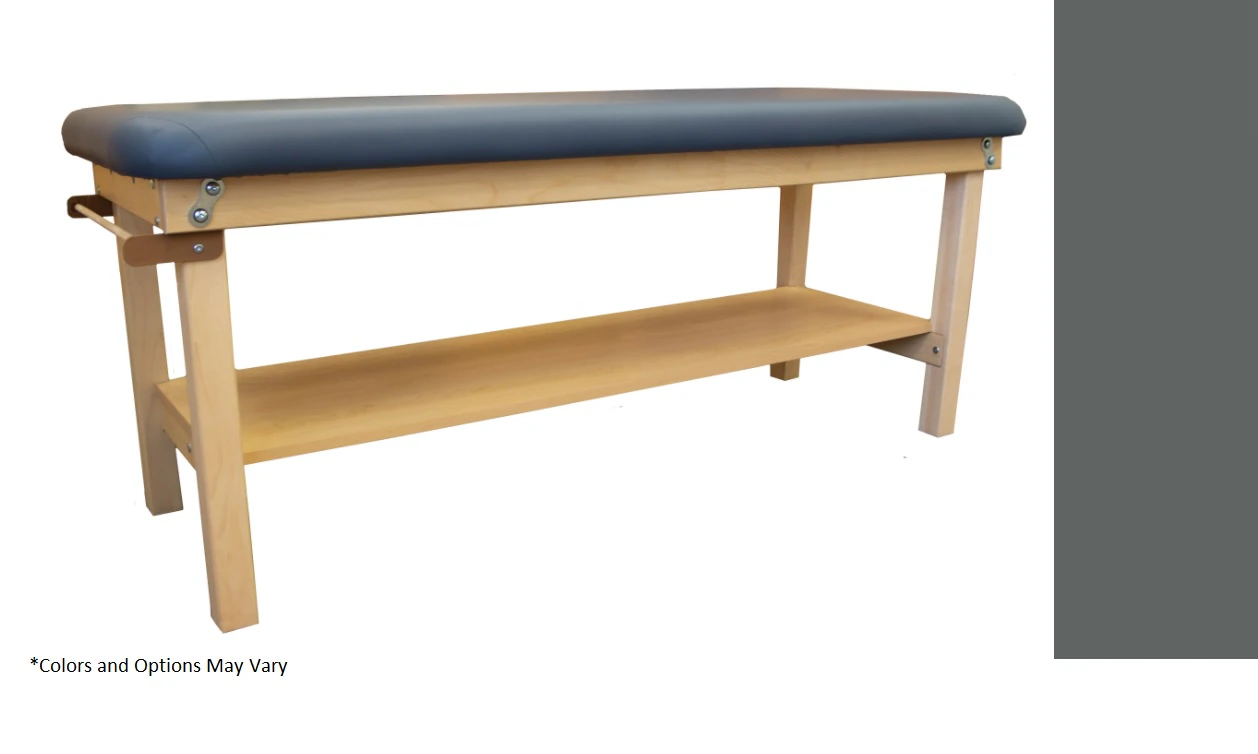 Oakworks Powerline Treatment Table with Shelf and Backrest, Pewter, 500 lb Capacity