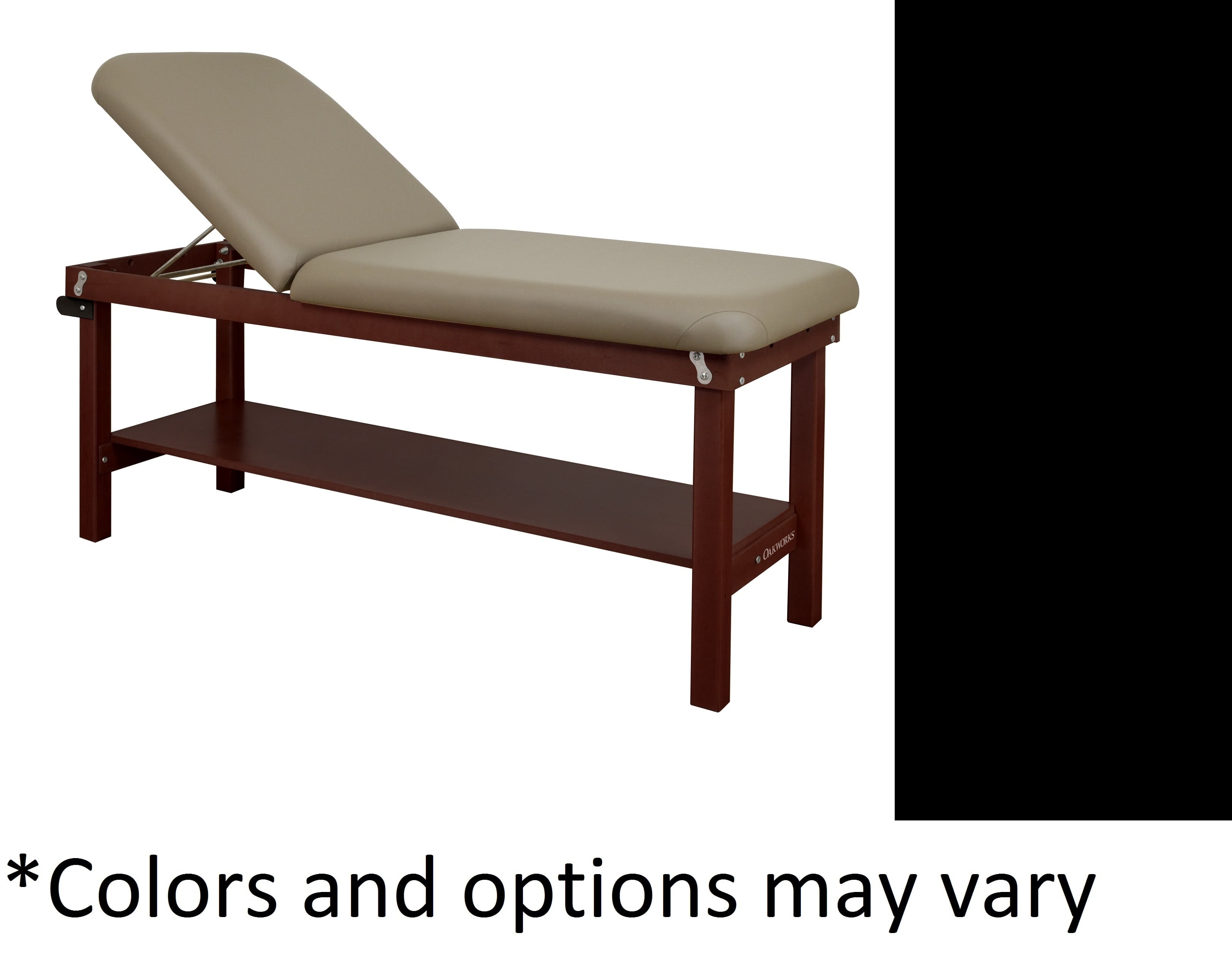 Oakworks Powerline Treatment Table with Natural Shelf, Coal Upholstery, 500 lb Capacity