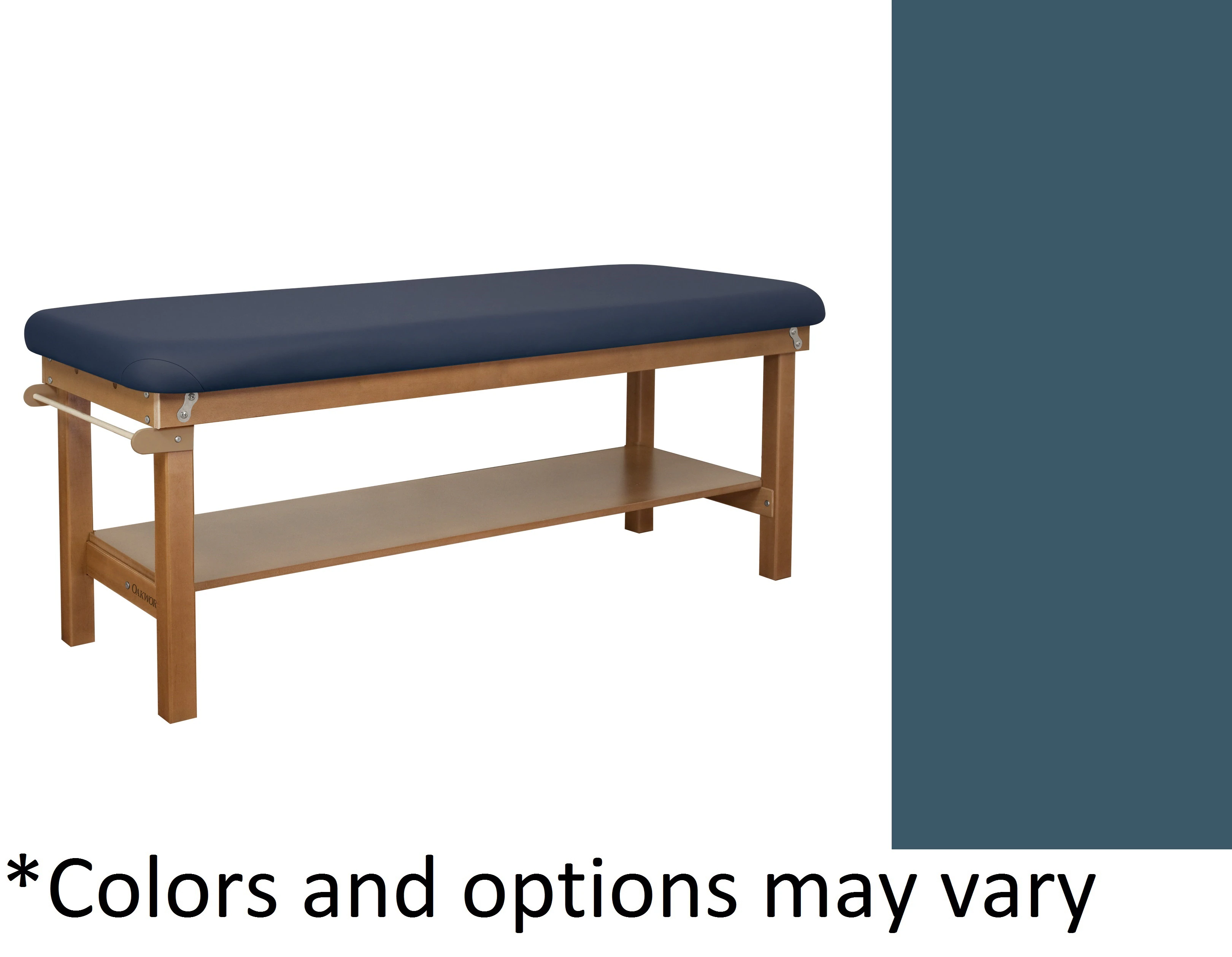 Oakworks Powerline Treatment Table Heron, Flat Top, Natural Finish with Shelf, 500 lb Capacity