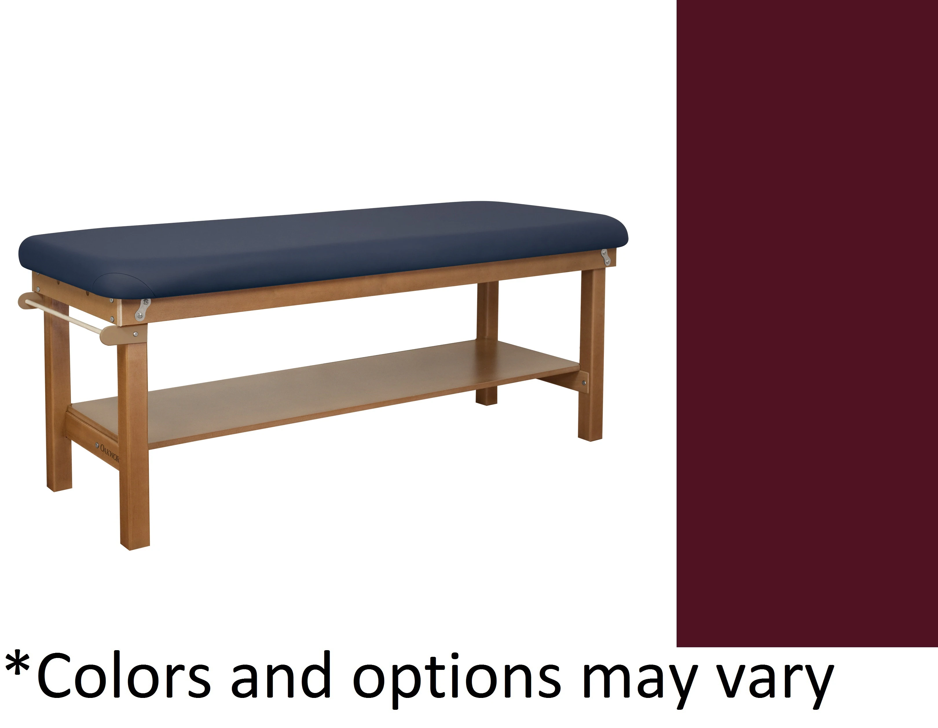Oakworks Powerline Treatment Table, Flat Top, Natural Shelf, Ruby, 500 lb Capacity