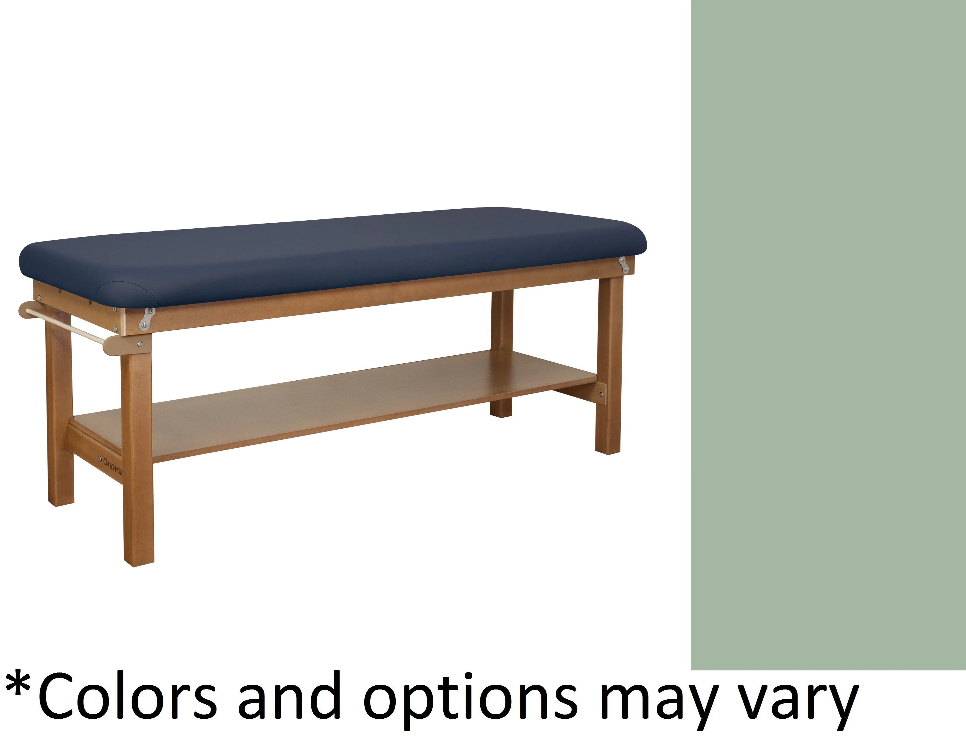 Oakworks Powerline Treatment Table, Flat Top with Shelf, Sage, 500 lb Capacity