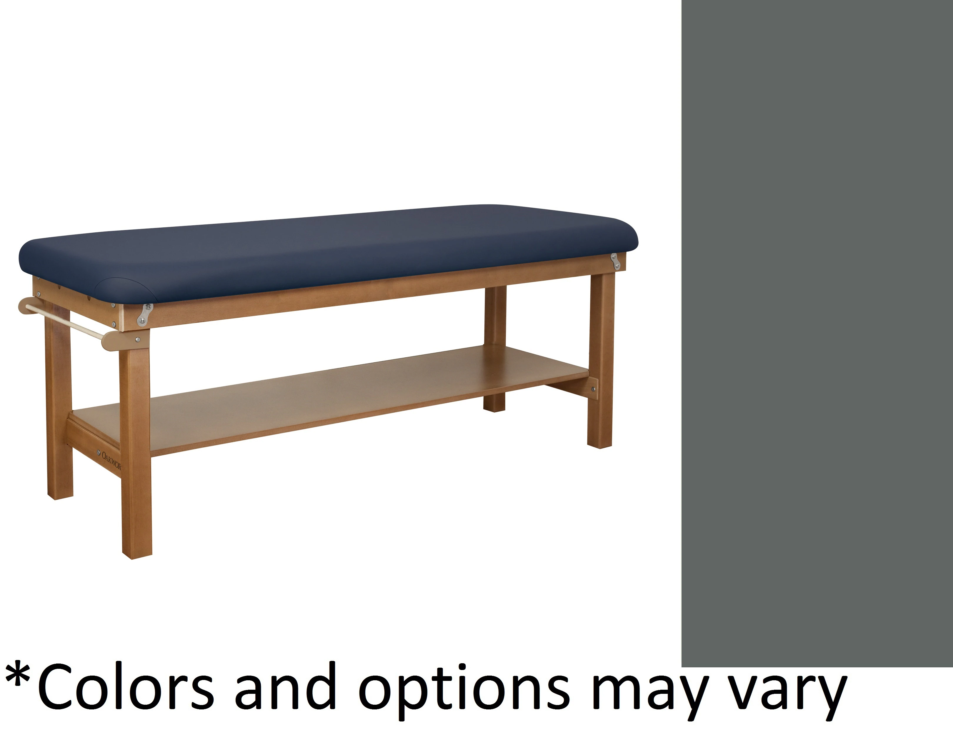 Oakworks Powerline Treatment Table, Flat Top, Natural Shelf, Pewter, 500 lb Capacity