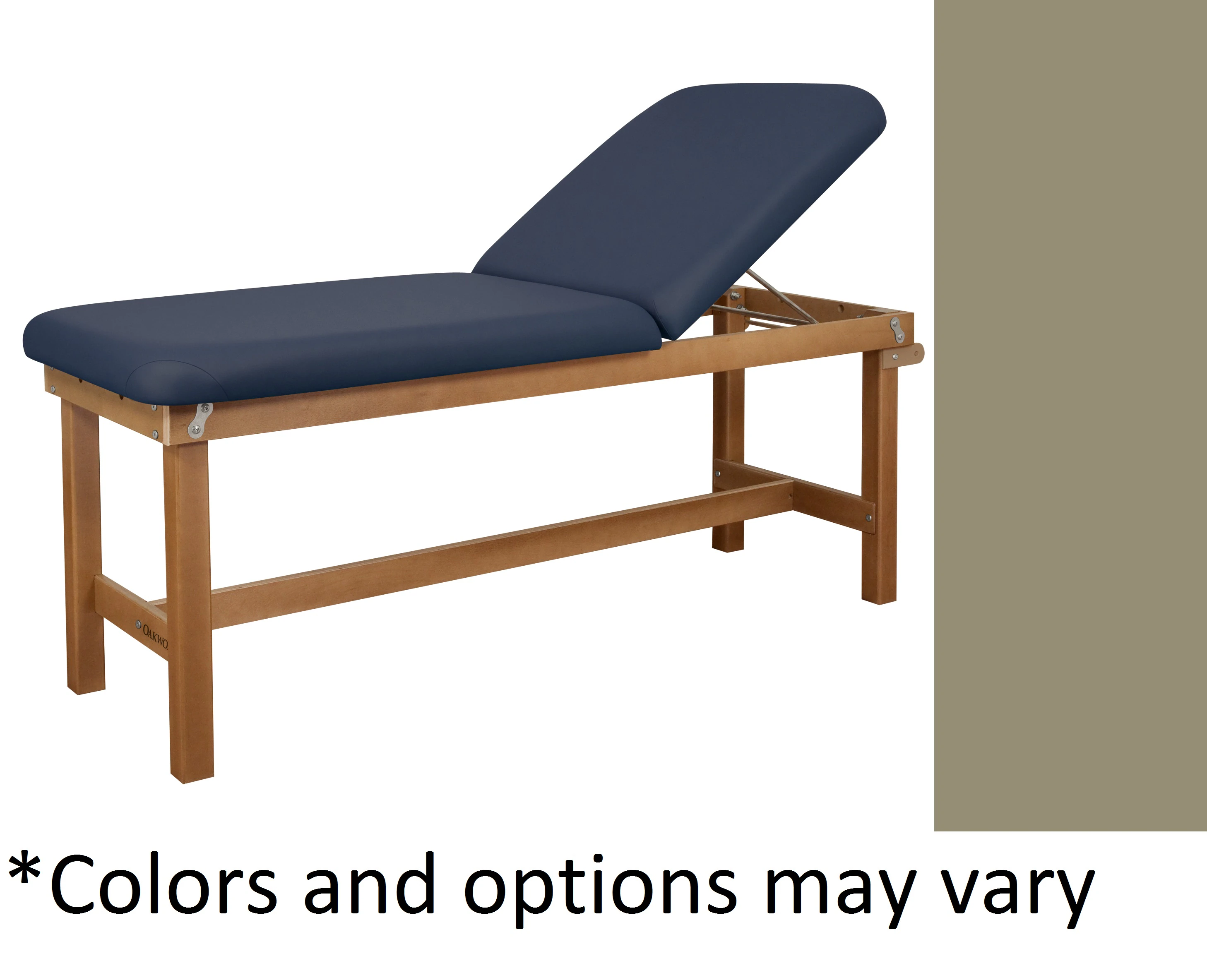Oakworks Powerline Treatment Table, Backrest, Clay, 500 lb Capacity, without Shelf