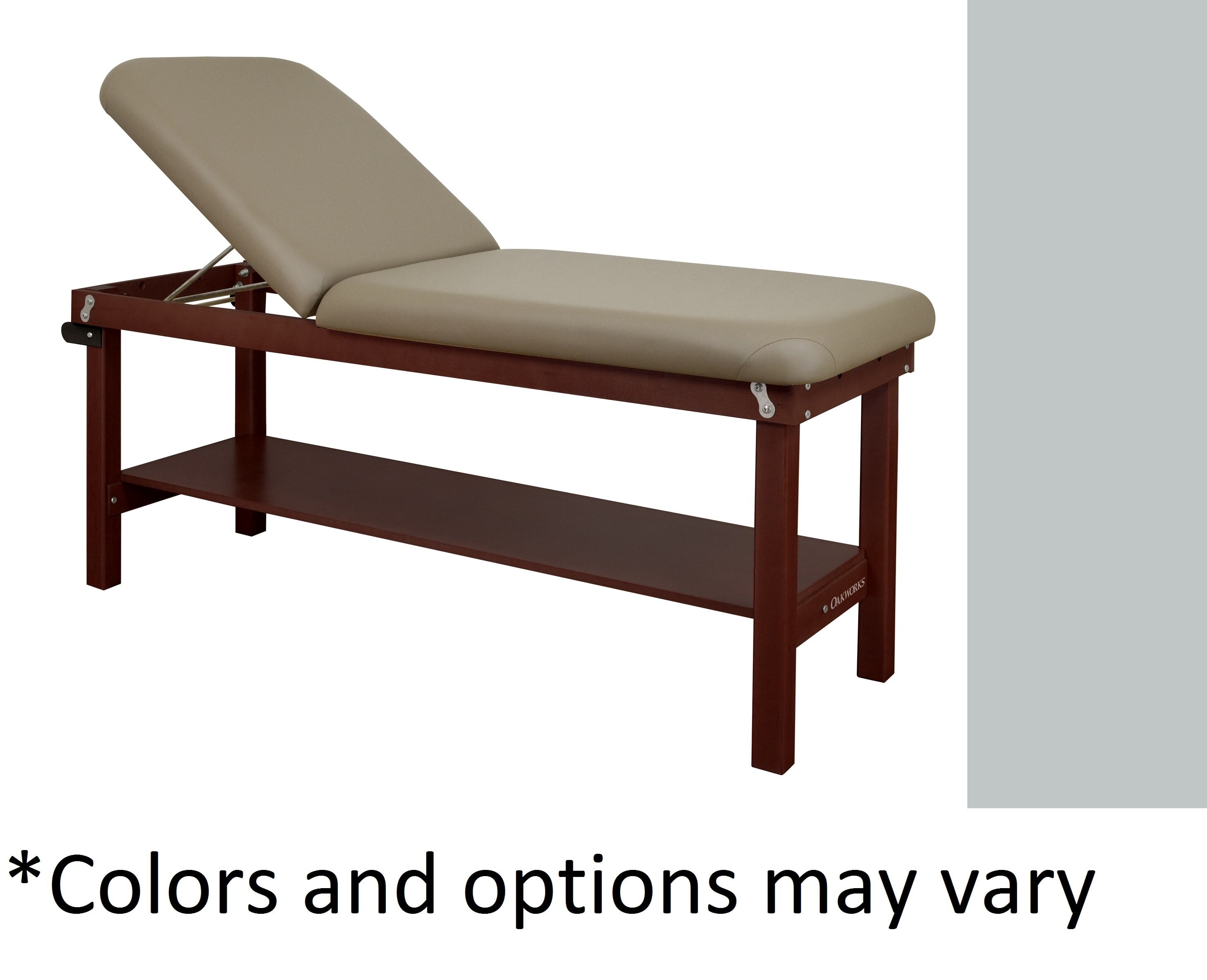 Oakworks Powerline Treatment Table with Shelf Backrest, 30" Stone