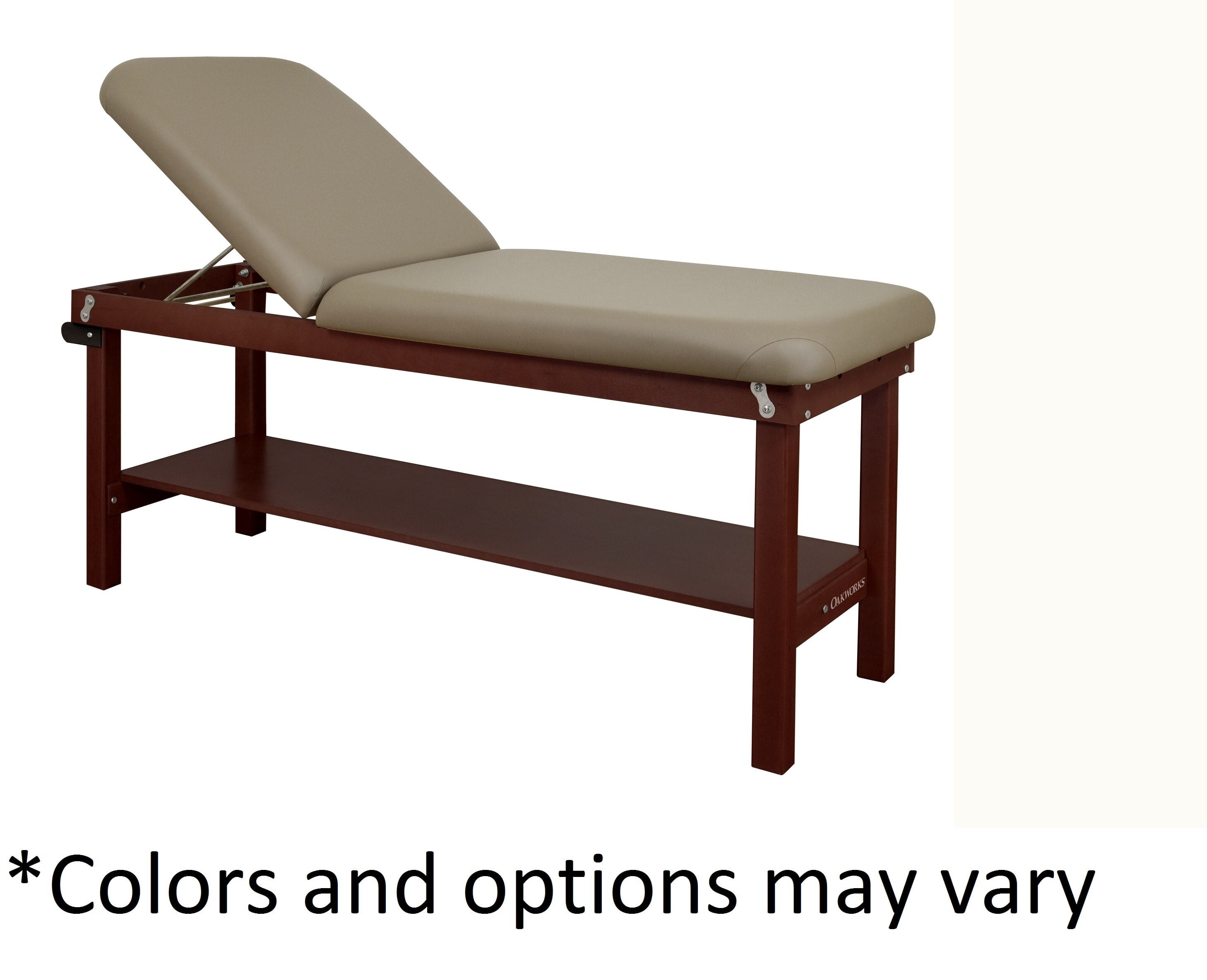Oakworks Powerline Treatment Table with Shelf Backrest, 30" White, 500 lb Capacity