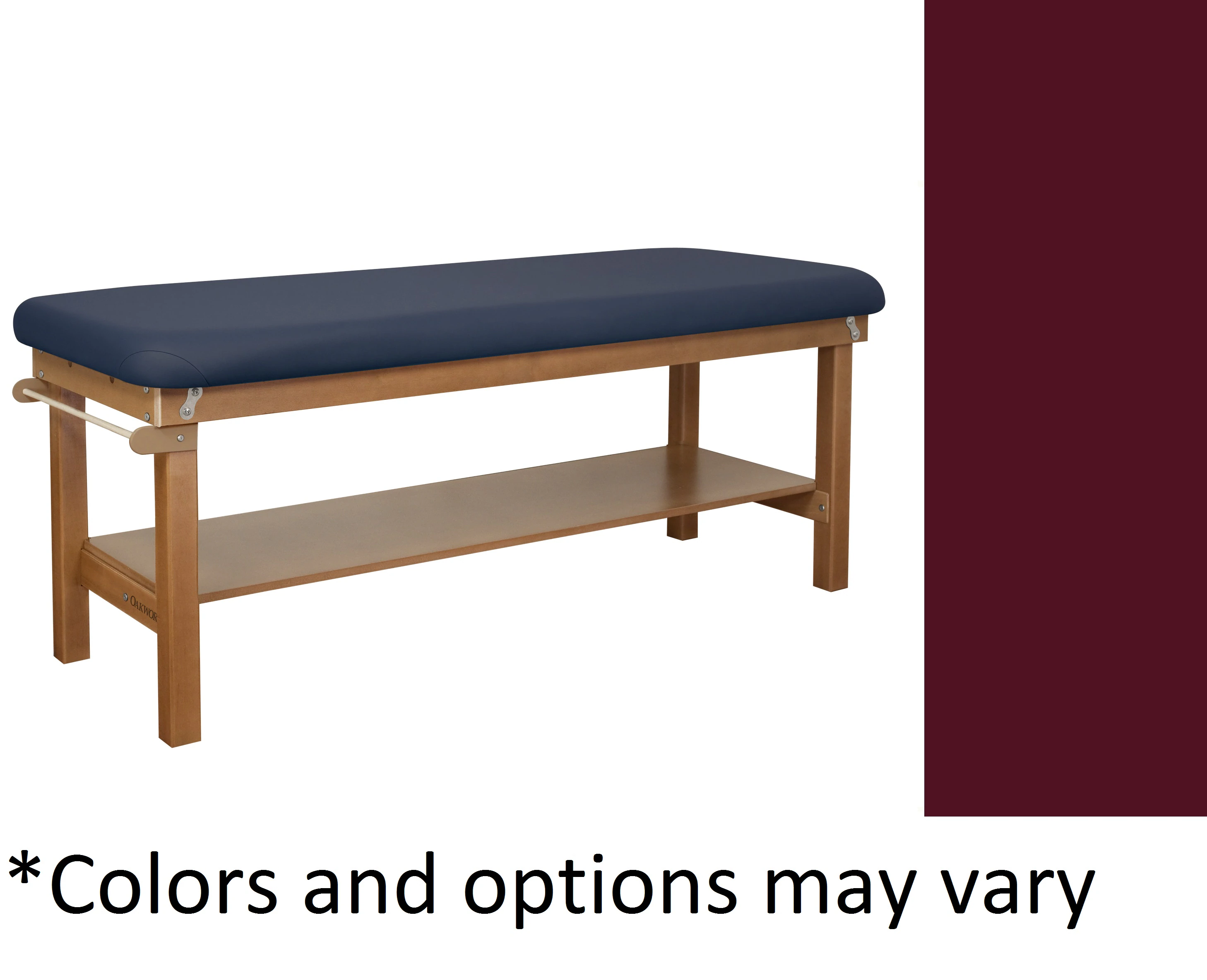 Oakworks Powerline Treatment Table with 27" Flat Shelf, Ruby, 500 lb Capacity