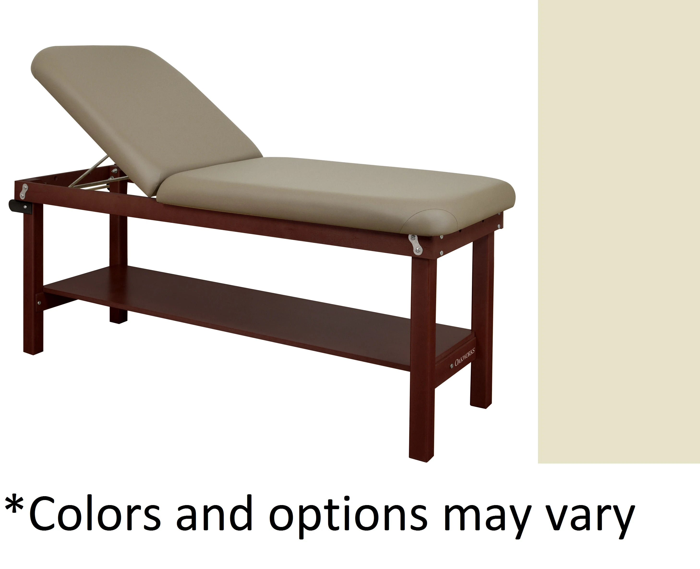 Oakworks Powerline Treatment Table with Backrest Shelf, 27" Opal, 500 lb Capacity