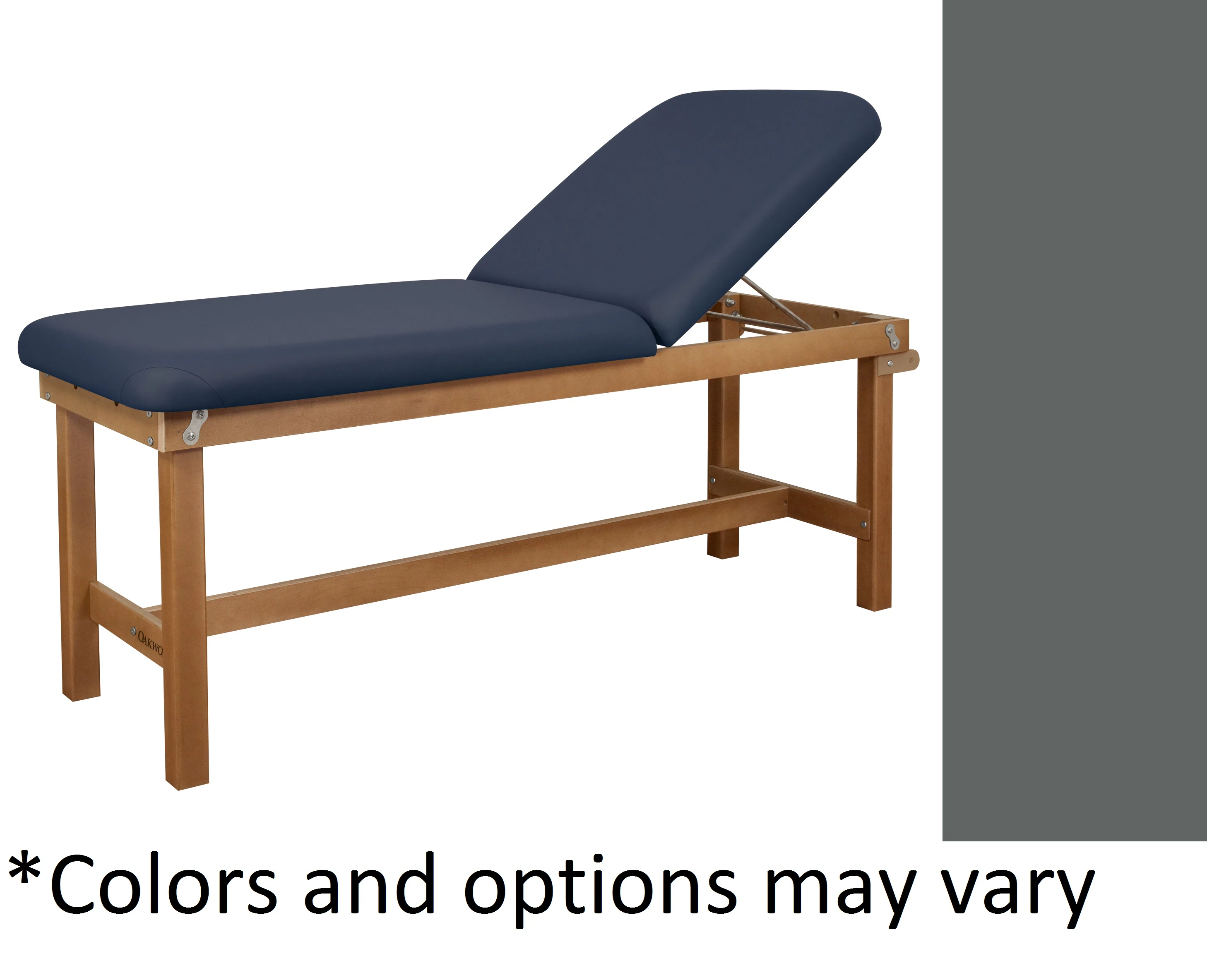 Oakworks Powerline Treatment Table, Backrest, without Shelf, Pewter, 500 lb Capacity