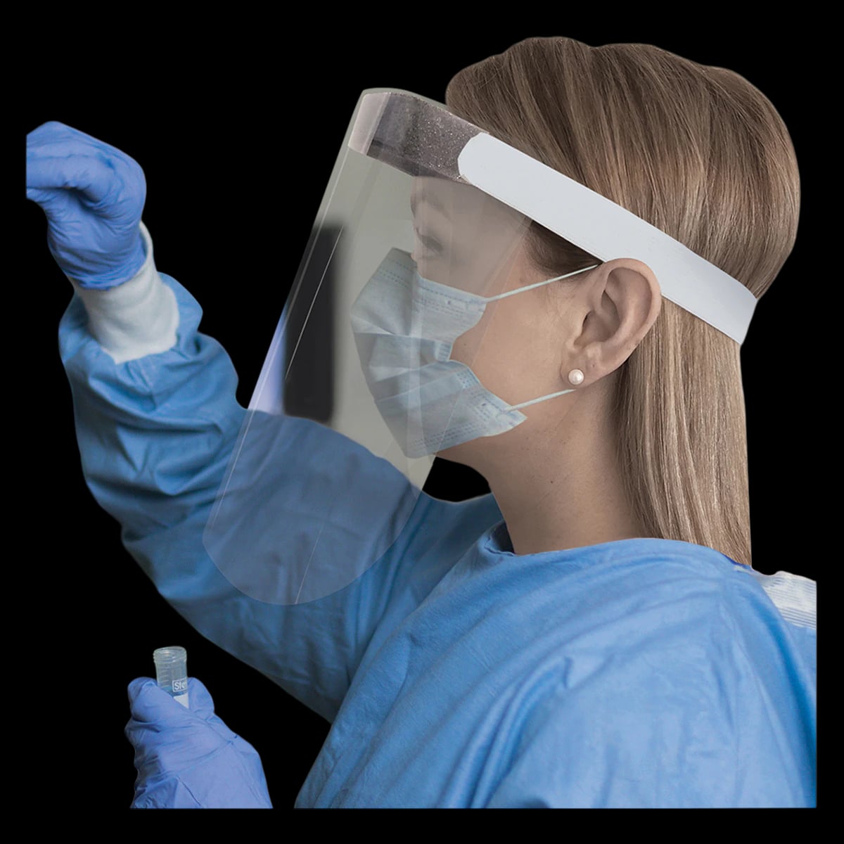 SealTight Face Shield, 9 inch, Pre-Assembled, Clear/White, Disposable, 25/Bag