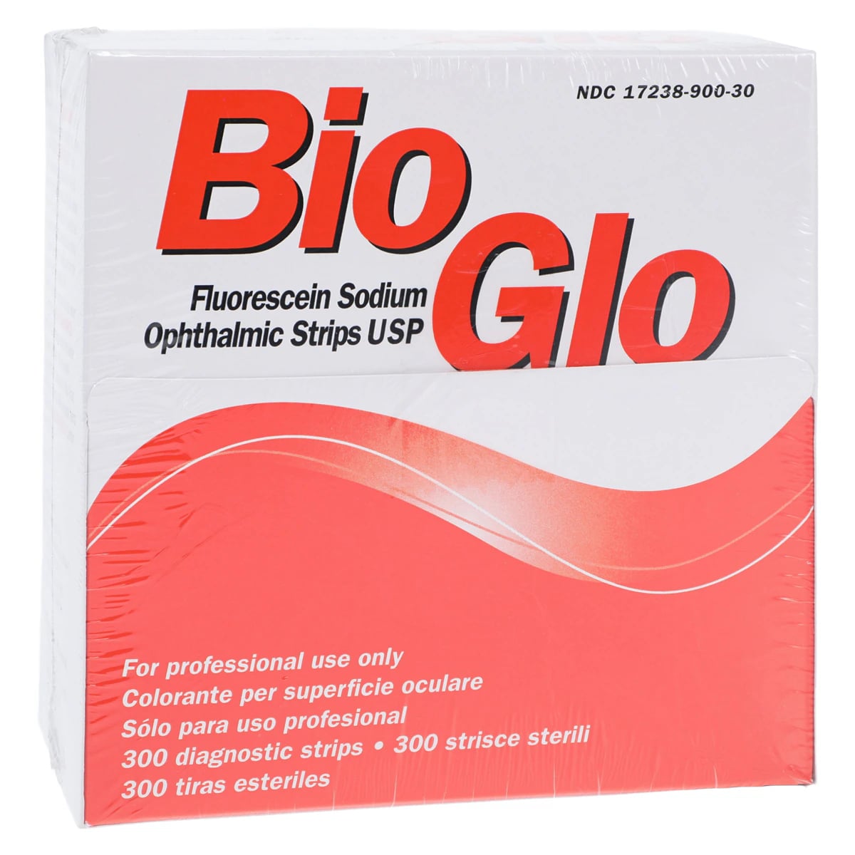BioGlo Fluorescein Sodium Ophthalmic Strips, 1 mg, 300 Strips/Box