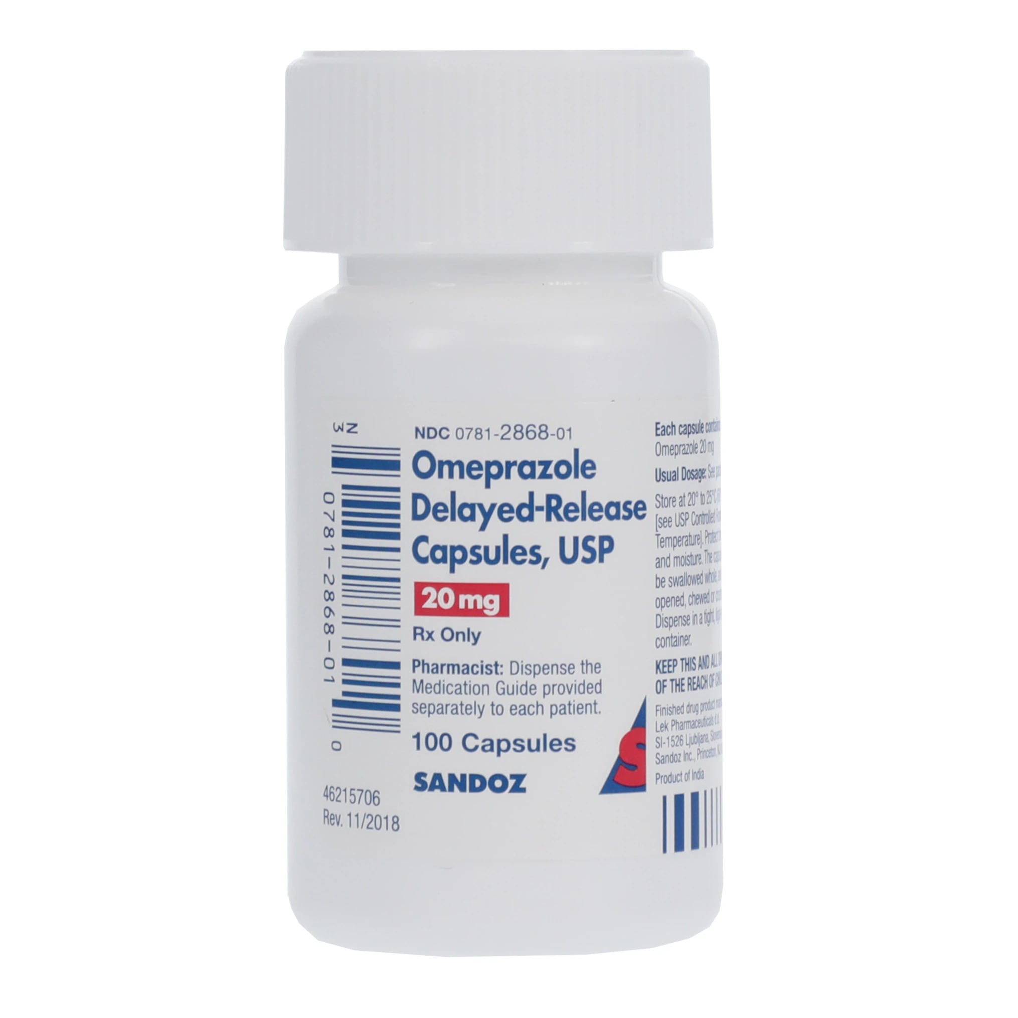 Omeprazole DR Delayed-Release Capsules, 20mg, 100/Bottle