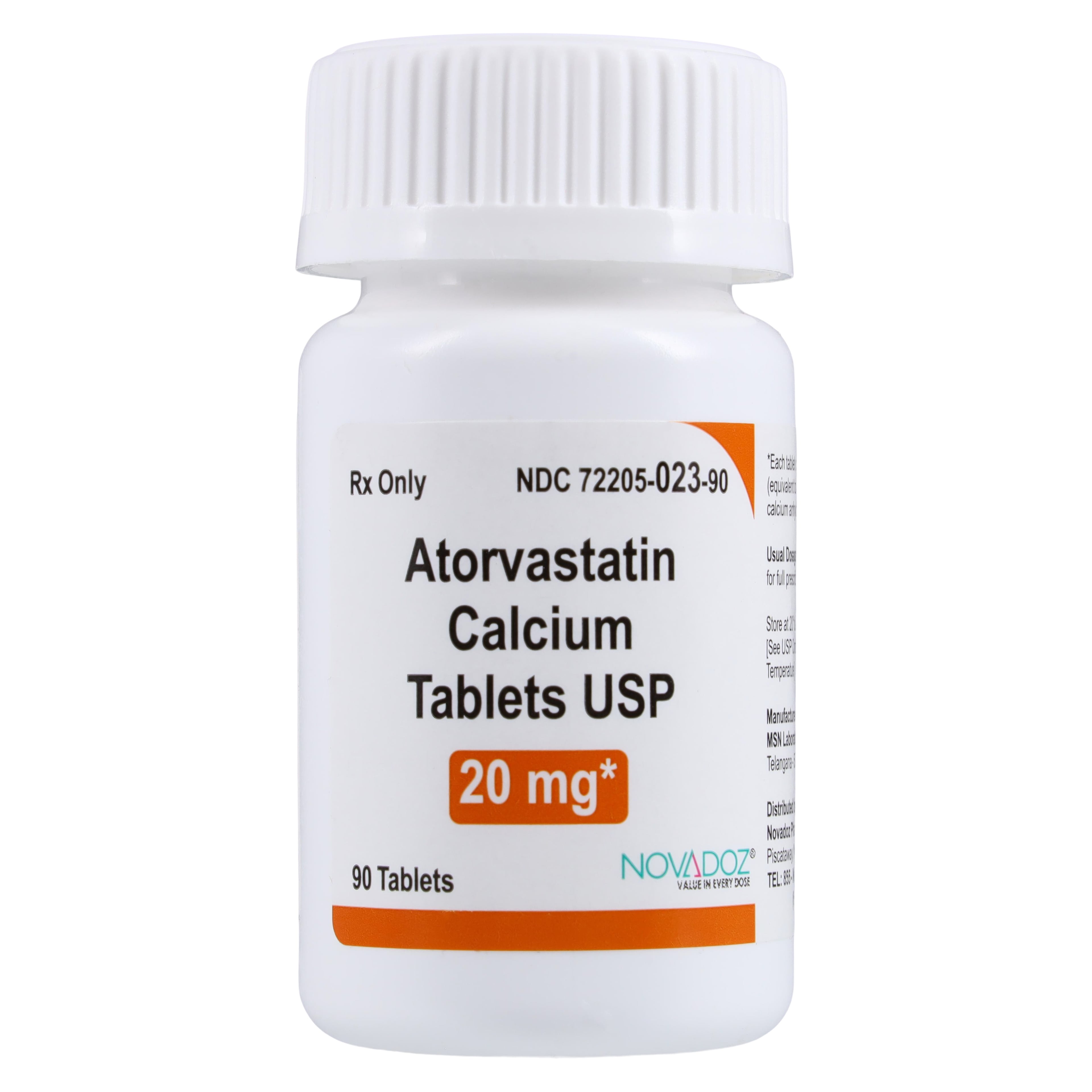 Atorvastatin Calcium Tablets, 20mg, 90/Bottle, Novadoz Pharmaceuticals