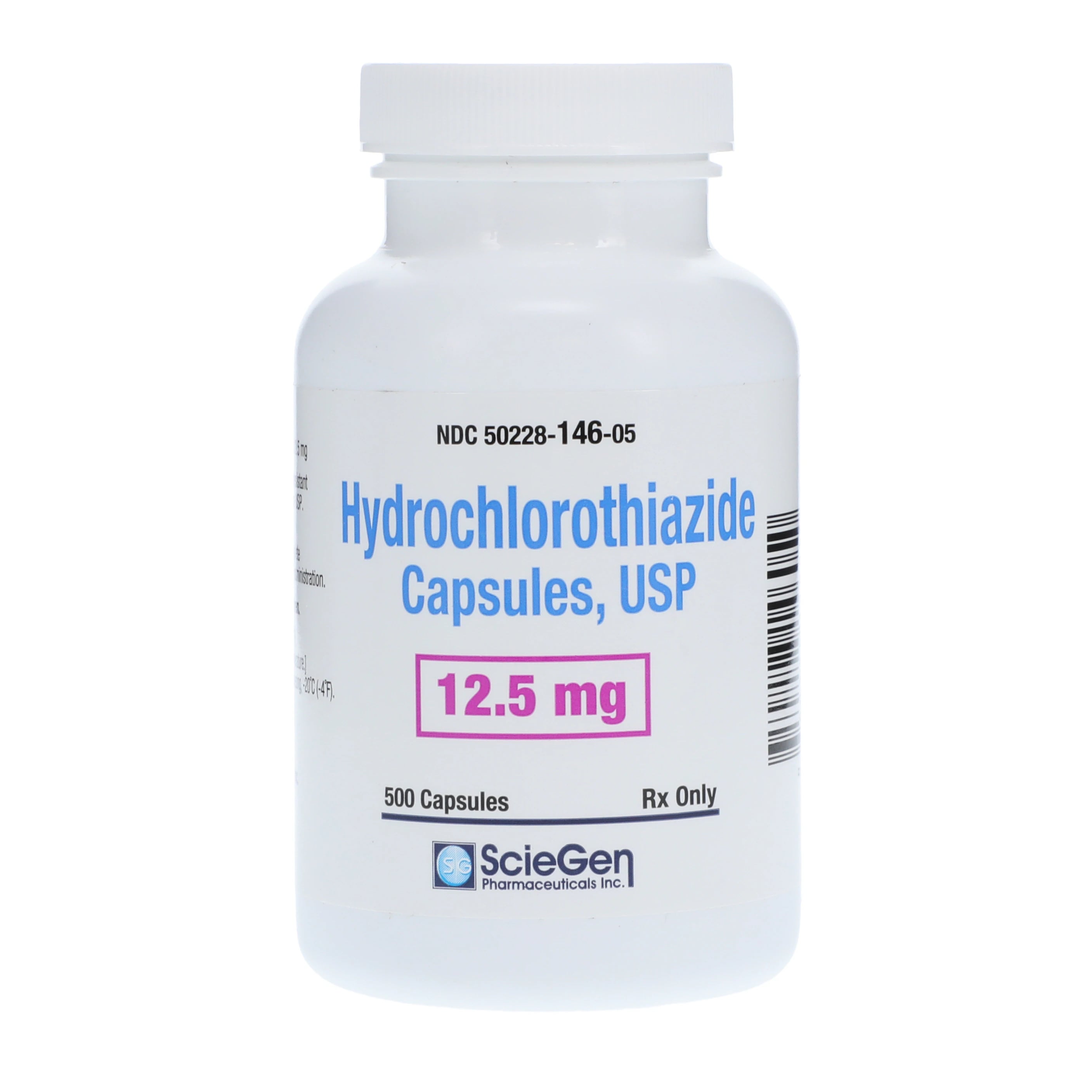 Hydrochlorothiazide Capsules 12.5 mg, 500/Bottle (Sciegen Pharmaceuticals)