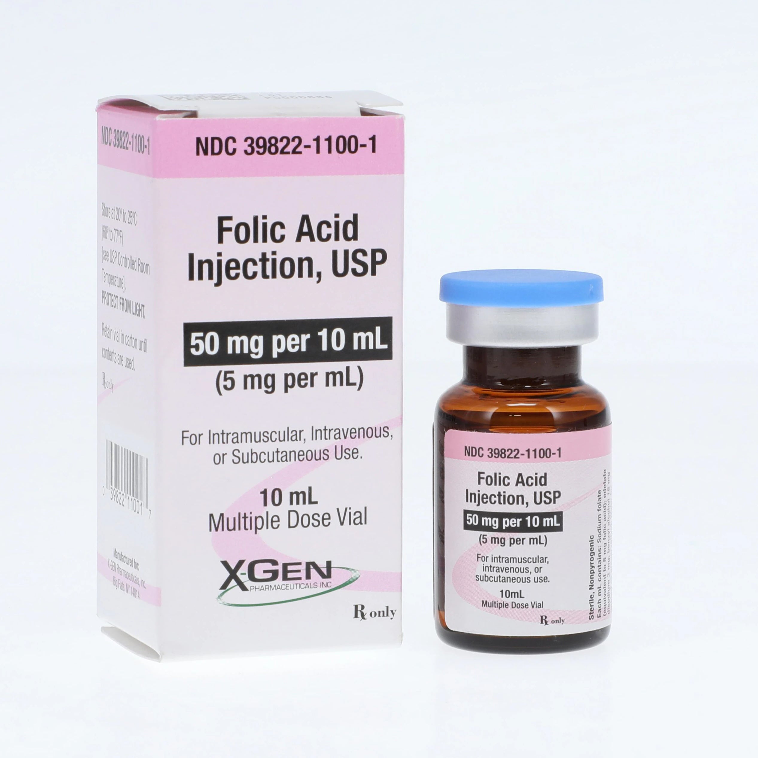 Folic Acid Injection 5 mg/mL, 10 mL Multi-Dose Vial (X-Gen Pharmaceuticals)