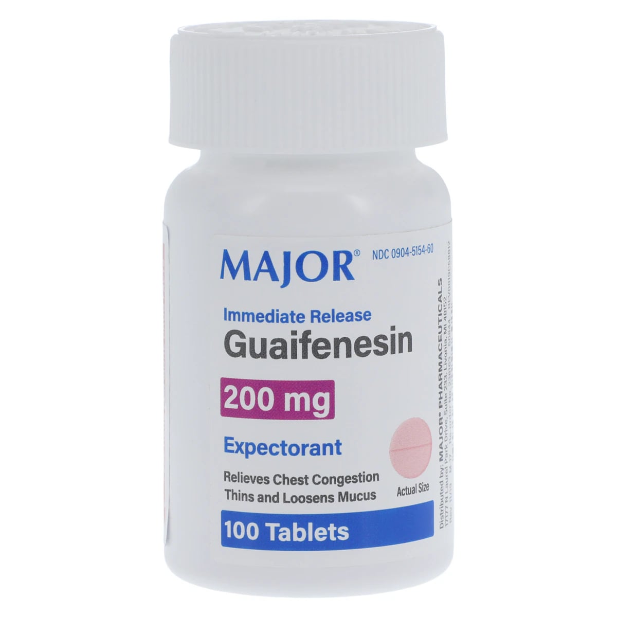 Guaifenesin IR Tablets, 200mg, 100/Bottle