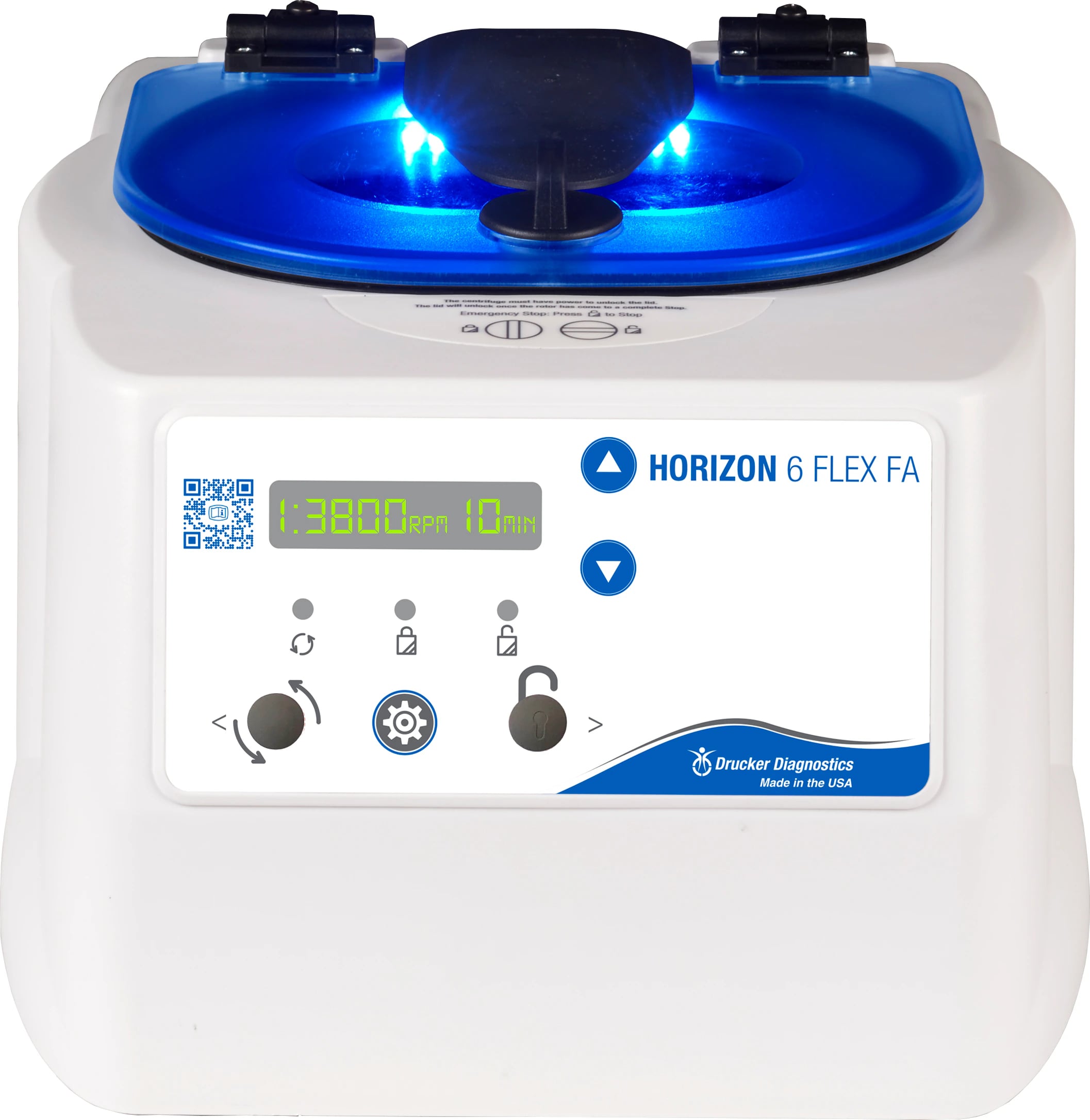 Drucker Diagnostics Horizon 6 Flex Fixed Angle Centrifuge, 6-Place, 3900 RPM Rotor with Tube Holders, 12x14x9"