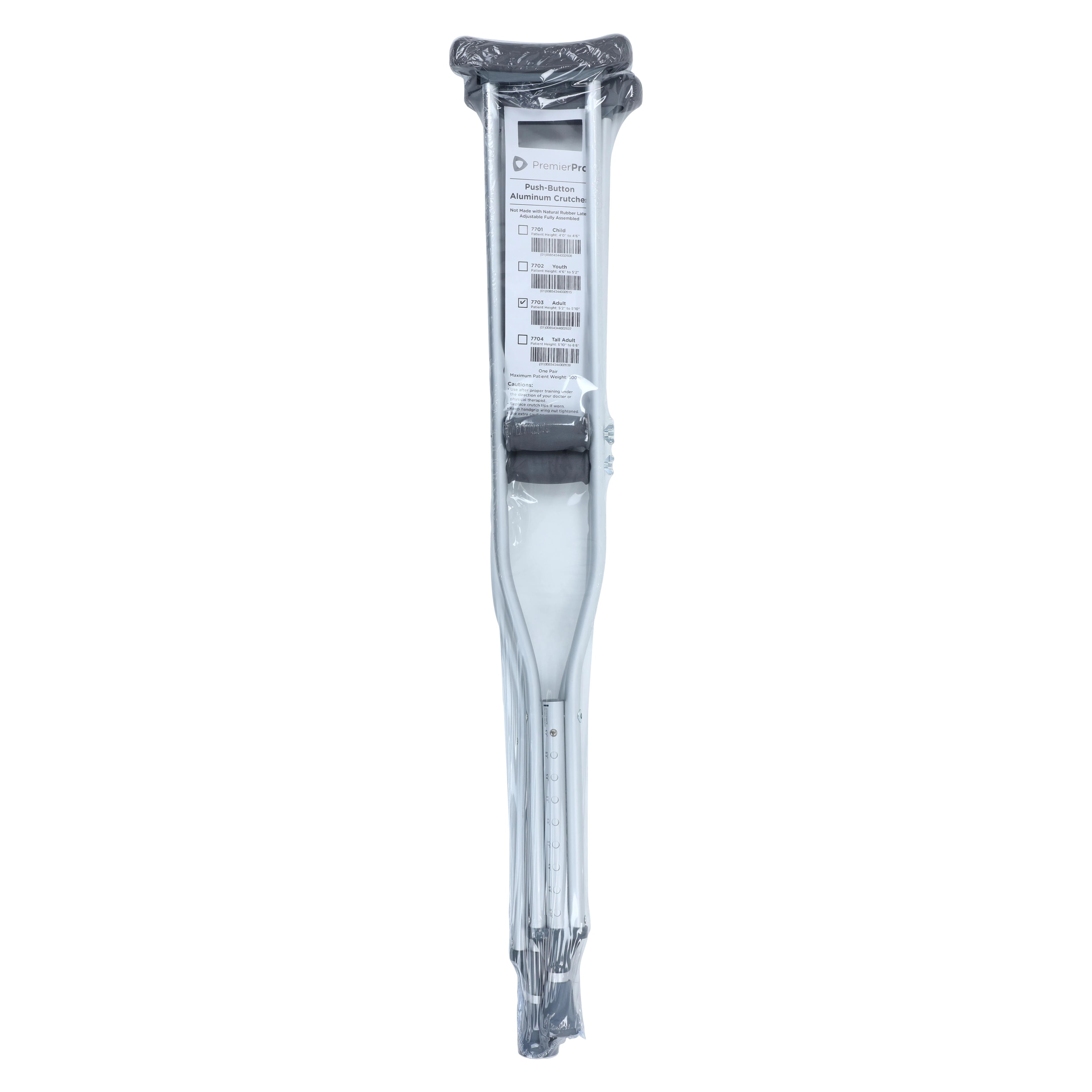 MED PremierPro Aluminum Crutches, Adult, 300 lb Capacity, 45-53" Height, Pair