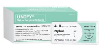 Unify Suture Nylon Monofilament 5-0 18" Non-Absorbable FS-3 Reverse Cutting 3/8 Circle Needle 16mm Uncoated Black 12/Box
