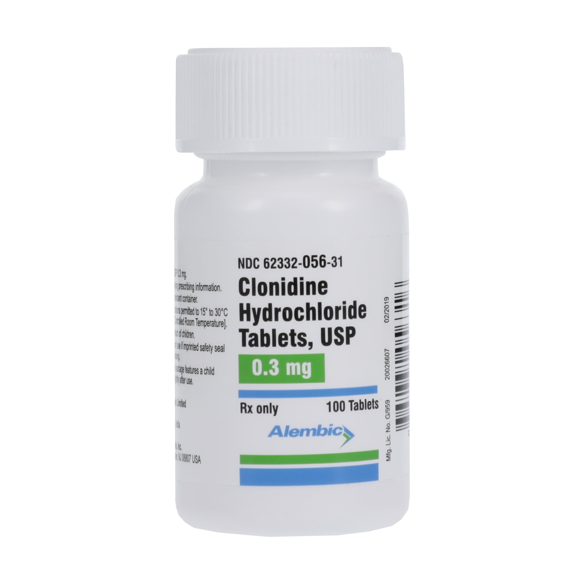 Clonidine HCl Tablets, 0.3mg, 100/Bottle