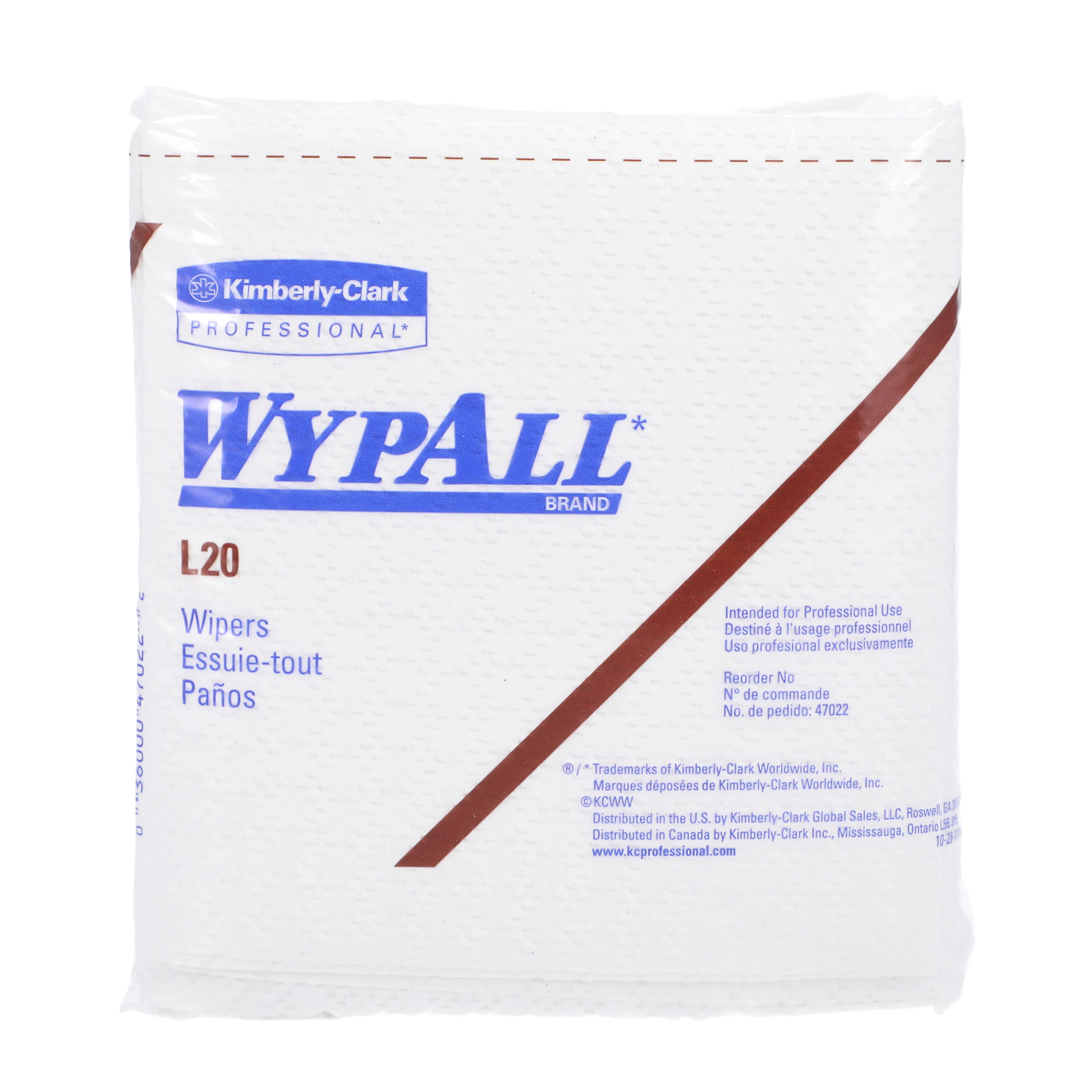 Kimberly-Clark WypAll L20 1/4-Fold Disposable Wiping Towels, 4-Ply, 12.5 in x 12 in, White, 816/Case