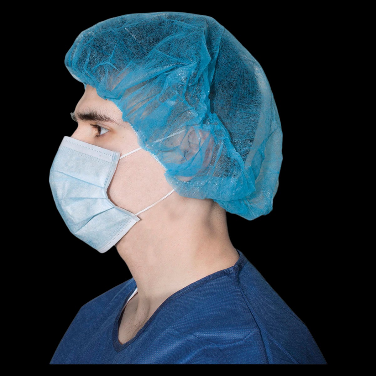 Dukal Bouffant Cap, 21", Accordion Style, Latex-Free, Non-Sterile, Blue, 100/Bag, 321-10