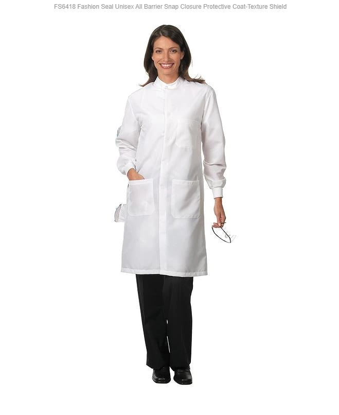 Superior Uniform White PFAS-Free Texture Shield Snap Front Lab Coat, Unisex X-Large, Fluid Resistant, Reusable