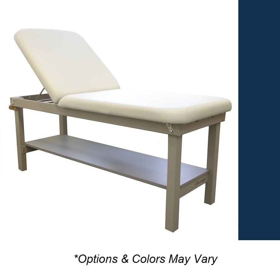 Oakworks Powerline Treatment Table with Flat Shelf, 30" Width, Sapphire Upholstery, 500 lb Capacity