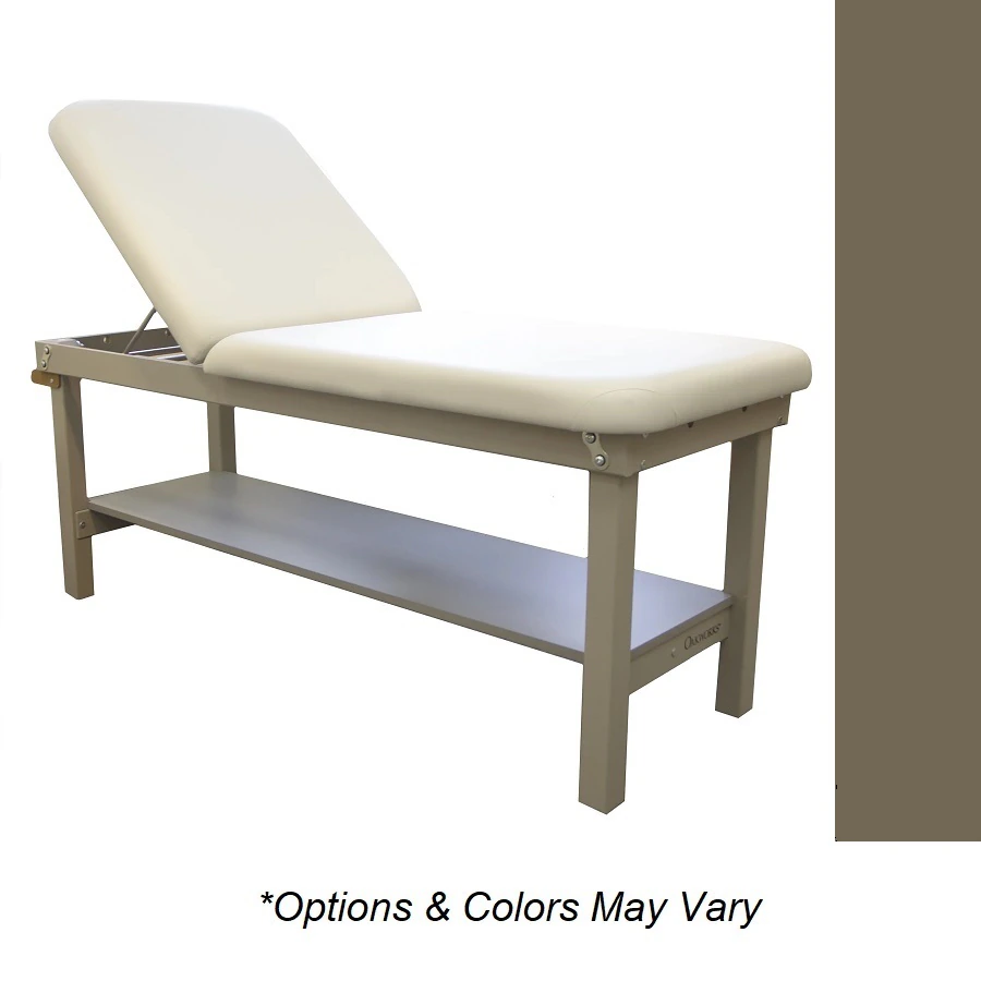 Oakworks Powerline Treatment Table with Backrest Shelf, 30" Width, Earth Finish