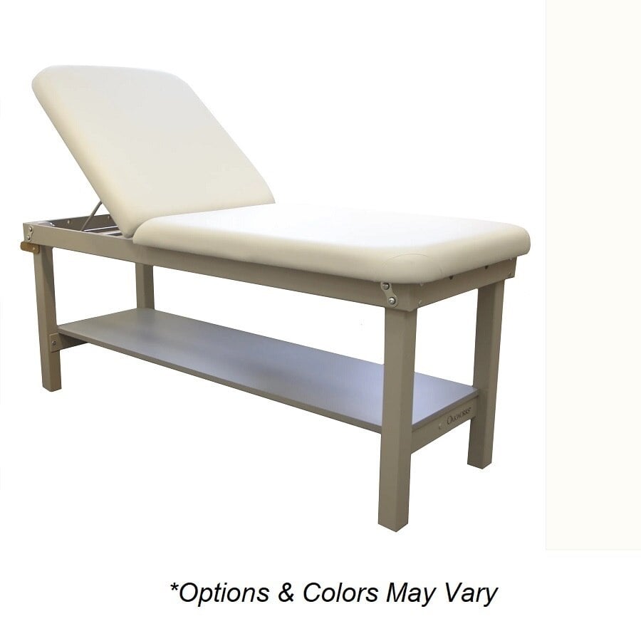 Oakworks Powerline Treatment Table with Backrest Shelf, 30" White, 500 lbs Capacity