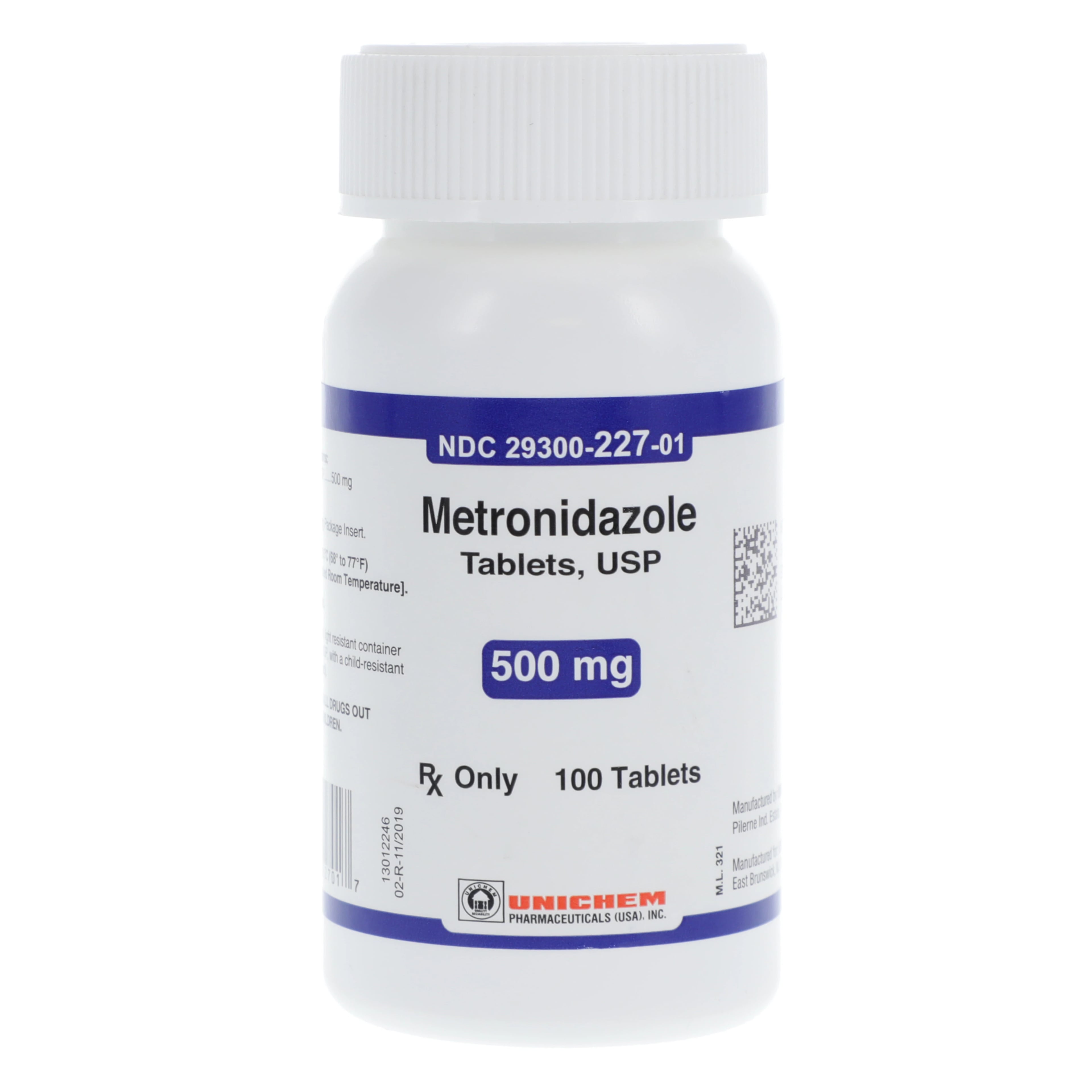 Metronidazole Tablets, 500mg, 100/Bottle, Unichem Pharmaceuticals