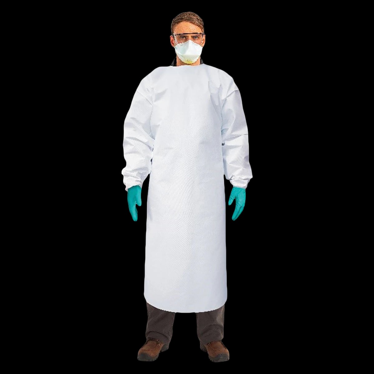 Ansell Alphatec Disposable Isolation Gown AAMI Level 2, Spunbound Polypropylene, Large/X-Large, White, 10/Bag