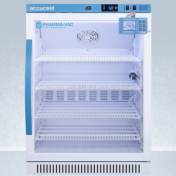 Accucold Performance Series Pharmaceutical/Vaccine Refrigerator, 6 Cu Ft, Glass Door, 2 to 8°C, Auto Defrost, Each