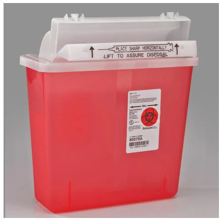 Sharps Container, 5 Quart, Red, 13 x 5 x 11.5 in, Plastic (Phoenix LTC)