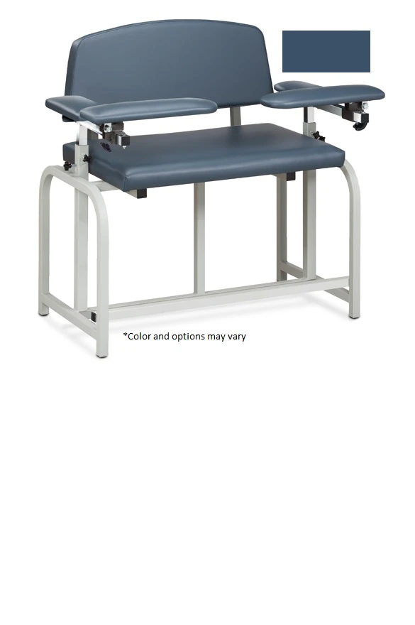 Clinton Industries Lab X Series Blood Draw Chair, Royal Blue, Tubular Steel Frame, 700 lb Capacity, BD Bari XT