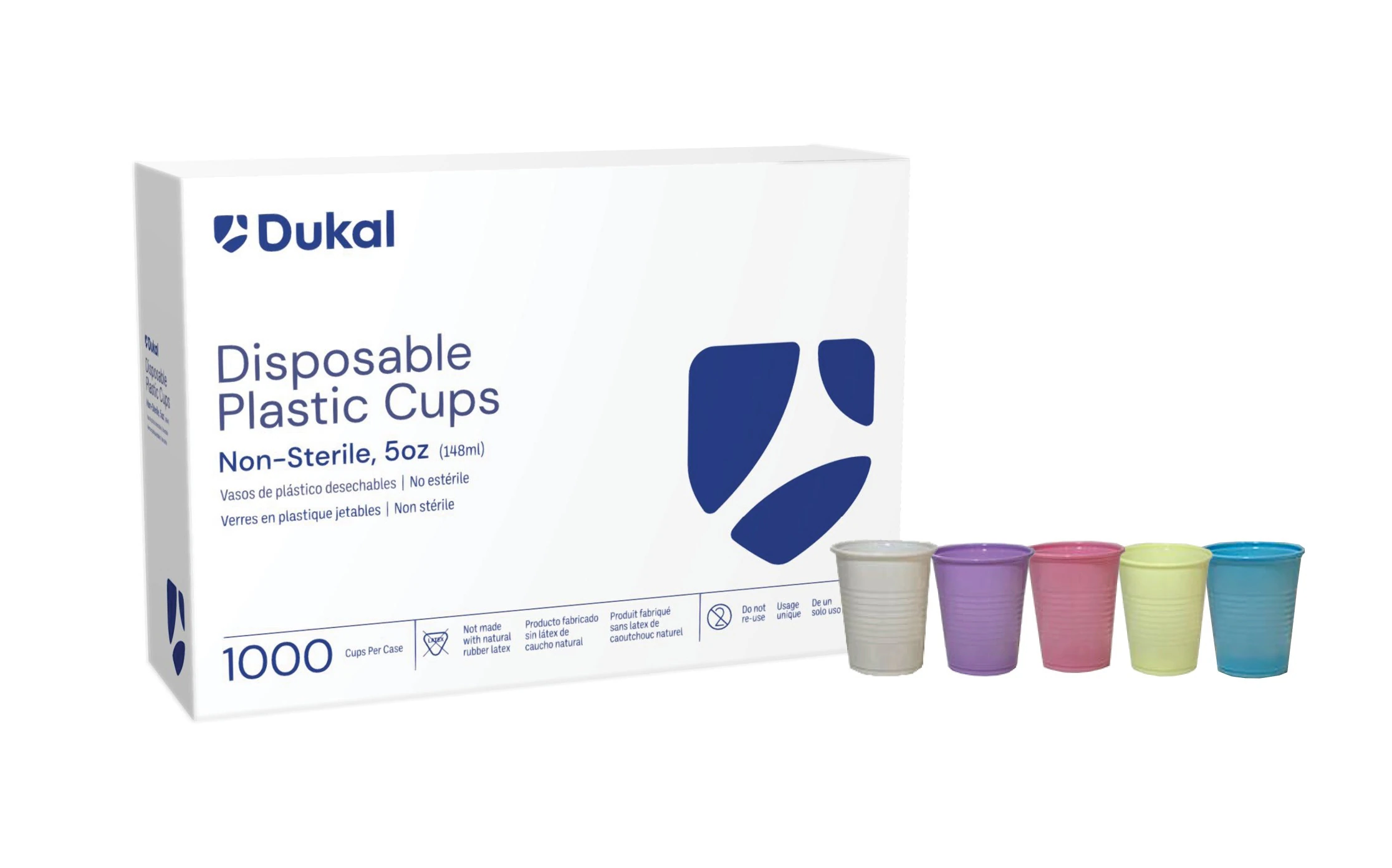Dukal Plastic Drinking Cups, White, 5 oz, 1000/Case, 27706