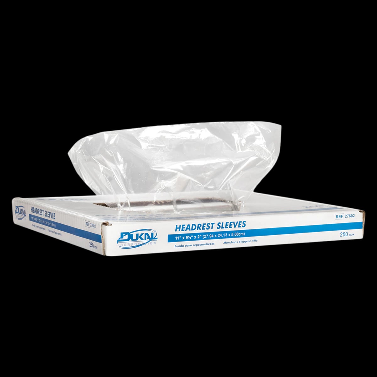 Dukal Headrest Sleeve Regular Clear, 11 in x 9.5 in x 2 in, Plastic, Disposable, Latex-Free, 1000/Case