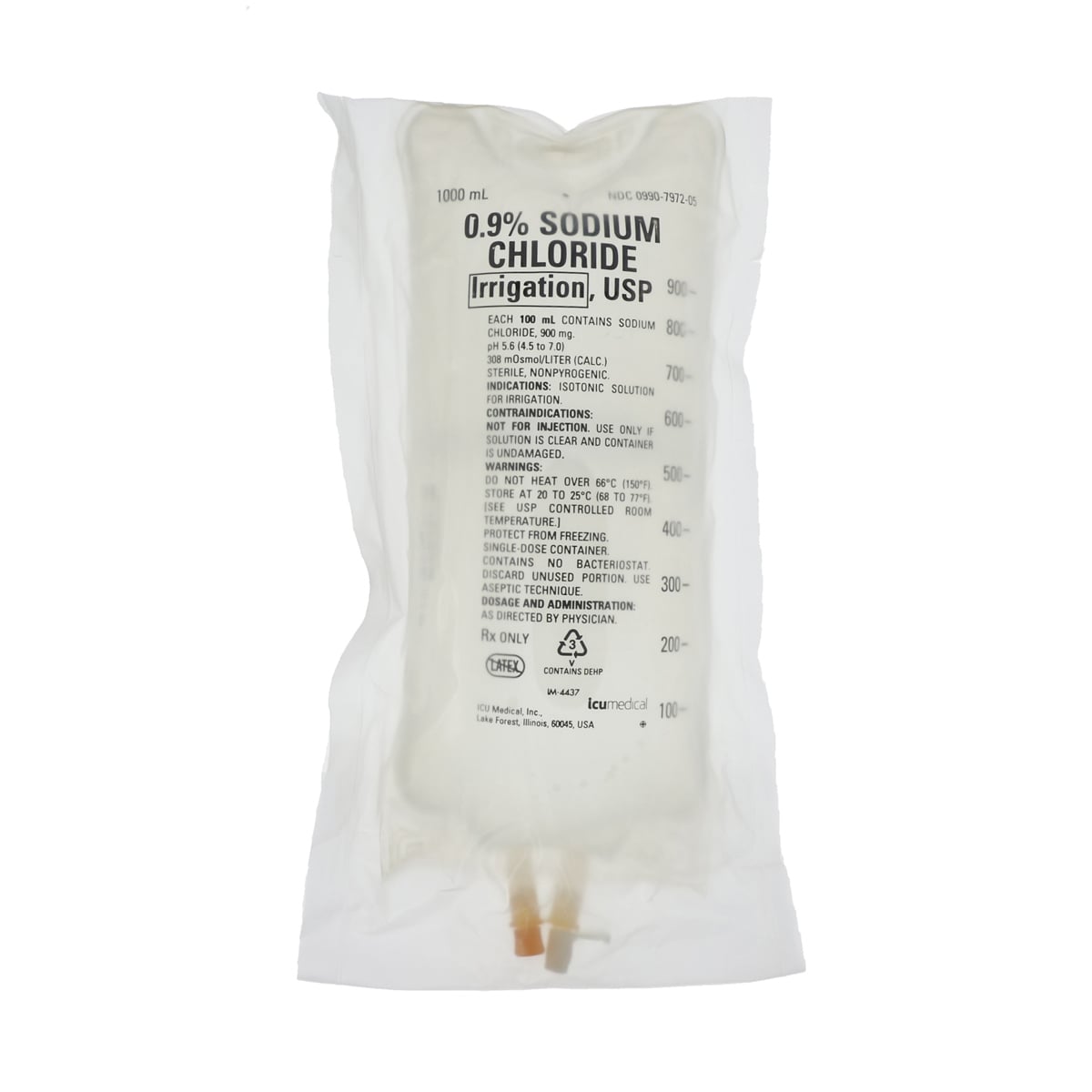 ICU Medical Sodium Chloride 0.9% Irrigation Solution, 1000 mL Bag