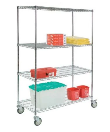 Lakeside Mobile Wire Shelving Unit, 60"W x 24"D x 78"H, Chrome-Plated