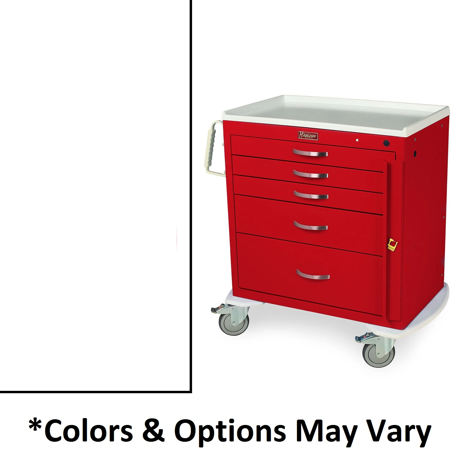 Harloff M-Series Crash/Emergency Cart, 5 Drawer, Breakaway Lock, 22 x 36.75 x 37.25 inches