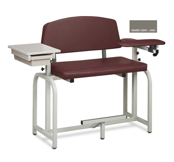 Clinton Industries Lab X Series Blood Draw Chair, Warm Gray, 400 lb Capacity, Extended Width/Extended Tall