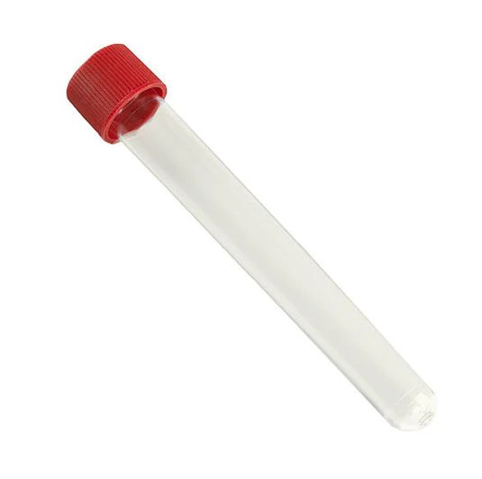 Globe Scientific Polystyrene Test Tube with Red Screw Cap, 15mL, 16x120mm, Sterile, 750/Case