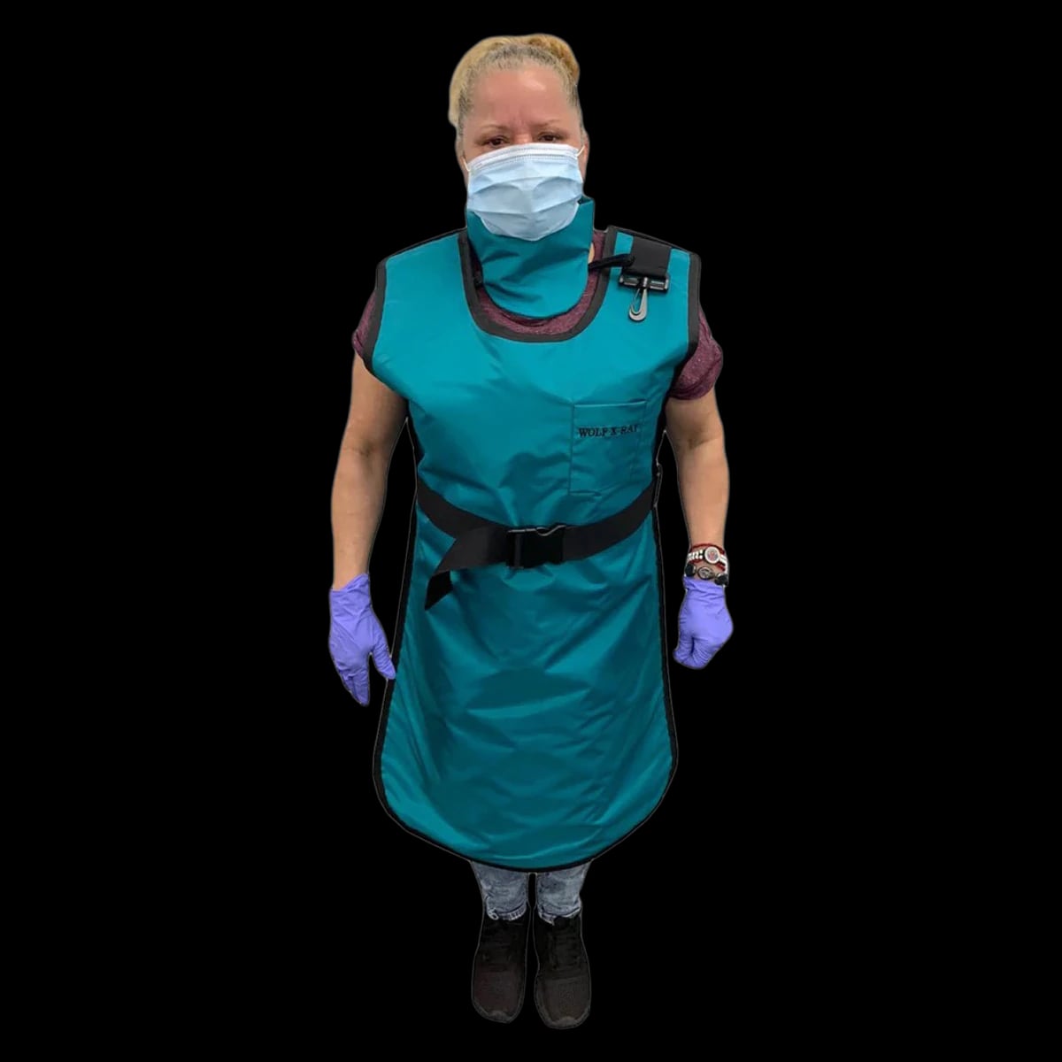 Wolf X-Ray Lead-Free Coat Apron with Thyroid Collar, Teal, 24" x 40", Each