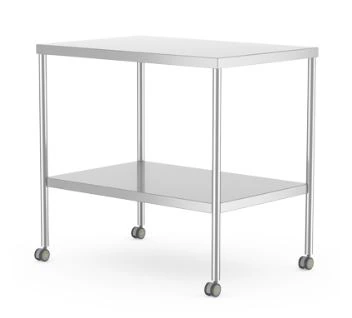 Mac Medical Instrument Table with Shelf, Stainless Steel, 36"W x 20"D x 34"H, 2" Swivel Casters