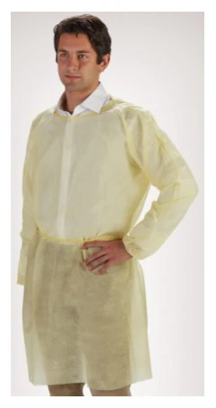 Graham Medical Disposable Isolation Gown, Non-Woven Polypropylene, Medium/Large, Yellow, 10/Case
