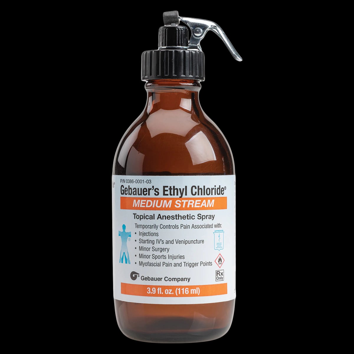 Gebauer Ethyl Chloride Topical Spray, Medium Stream, Glass Bottle, 3.9 oz
