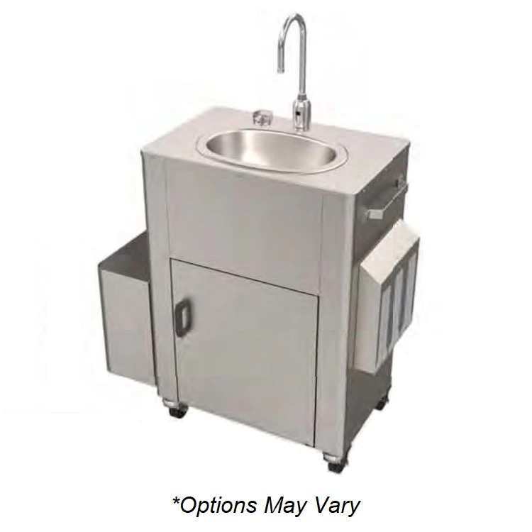 Whitehall Wash-Ware Portable Handwashing Sink with Casters, No Faucet, Silver, Stainless Steel